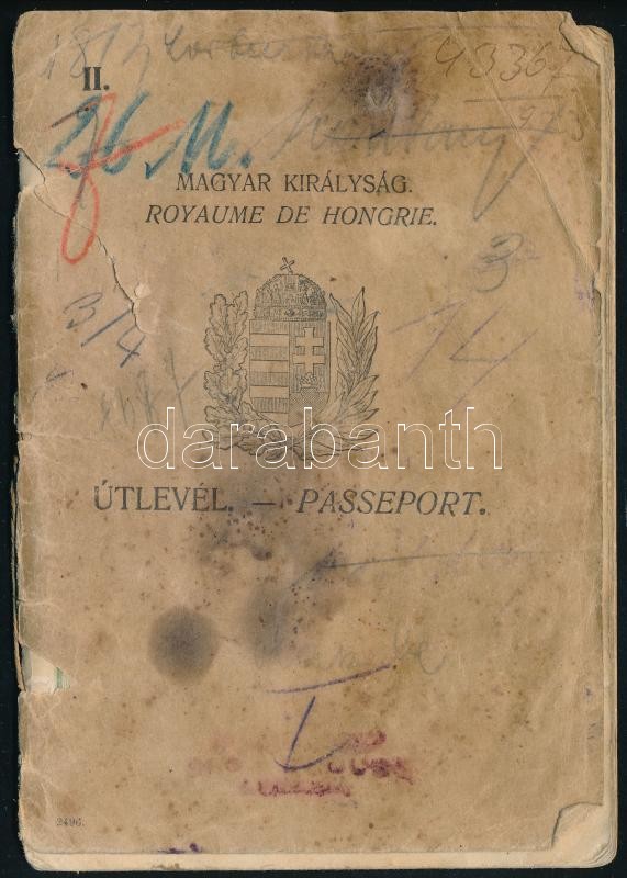 1927 Régi útlevél megviselt állapotban hátlap nélkül - Image 2