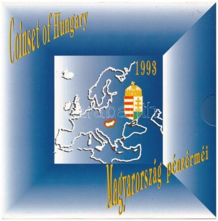 1993. 10f-200Ft (11xklf) forgalmi sor dísztokban, benne 1993. 200Ft Ag 'MNB', 'Magyarország pénzérméi' sorozat, a karton dísztokon a ragasztás részben elengedett T:BU patina Adamo FO26