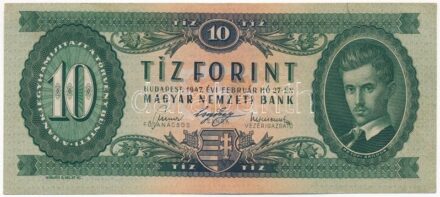 1947. 10Ft 'A 679 028933' T:III szép papír Adamo F2