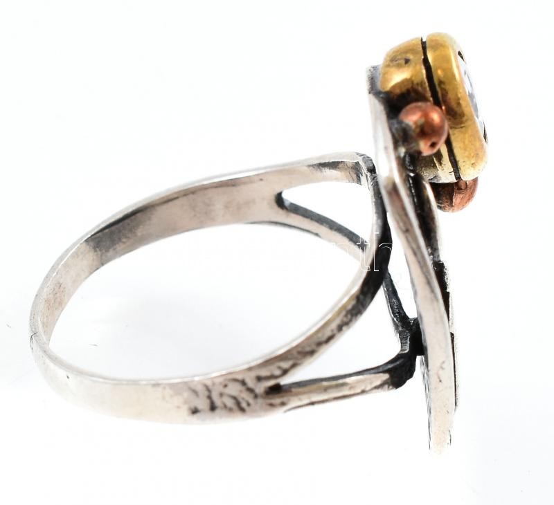 Ezüst(Ag) modern gyűrű kővel, jelzett, méret: 58, bruttó: 5,6 g - Image 2