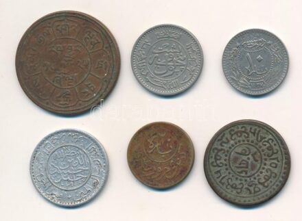 6db-os vegyes ázsiai érmetétel közte Nepál T:2-3 6pcs mixed Asian coin lot, mostly from Nepal C:XF-F