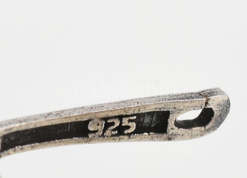 Ezüst(Ag) fülbevalópár borostyánnal, jelzett, h: 3,5 cm - Image 3