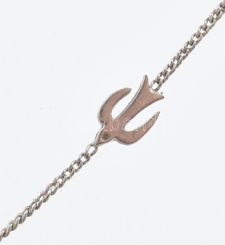 Ezüst(Ag) nyaklánc, korallal díszített medállal, jelzett, h: 48 cm, bruttó: 6,4 g - Image 3