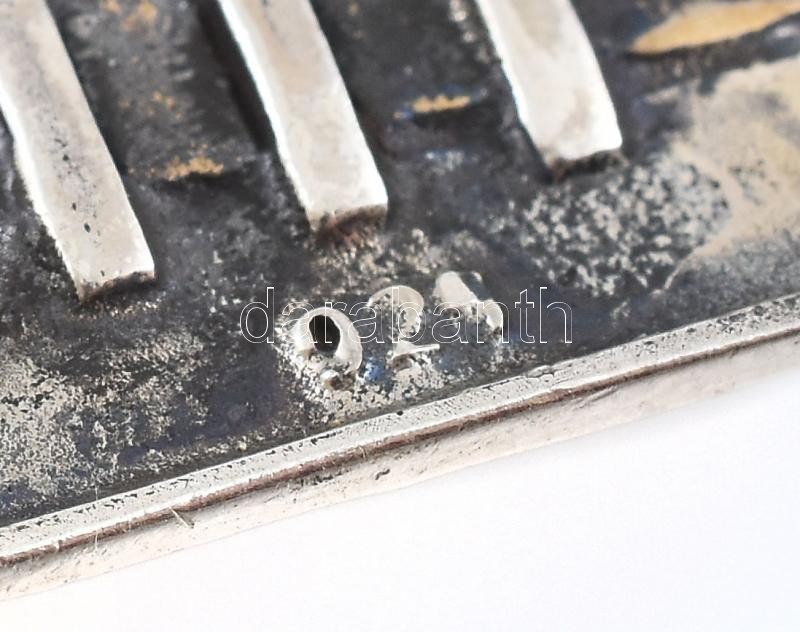 Ezüst(Ag) kígyó nyaklánc gránát köves medállal, jelzett, h: 44 cm, bruttó: 11,6 g - Image 4