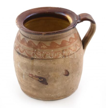 Szilke 19. századi mázas cserép kopásokkal 12 cm