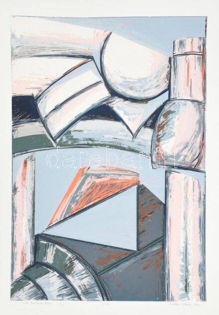 Győrffy Sándor (1951-): Soft and hard forms, 1996. Szitanyomat, papír, jelzett, művészpéldány E.A. jelzéssel. 41x59,5 cm. Reprodukálva: Győrffy Sándor: Villanások. Szitanyomatok 1984-2016. H.n., 2019, Muravidék Baráti Kör Kulturális