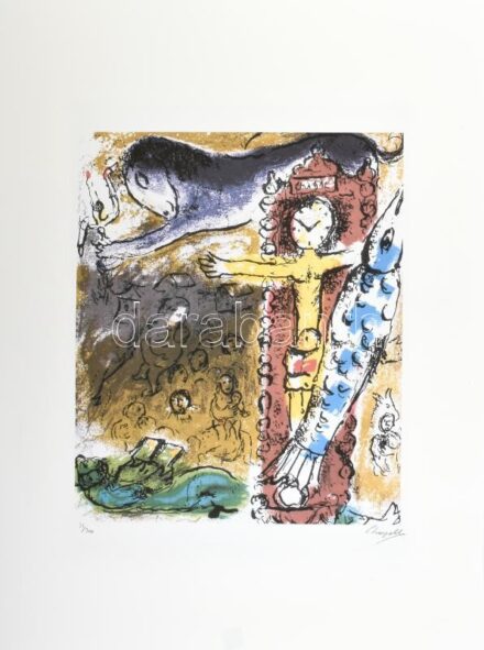 Marc Chagall (1887-1985):. Ofszet- lito, papír, jelzett a nyomaton, 'S:P.A.D:M. Paris' szárazpecséttel Aviomar Italia tanúsítvánnyal Számozott: 35/300. Képméret: 40x34 cm. Lap méret 50x70 cm, / Numbered, marked