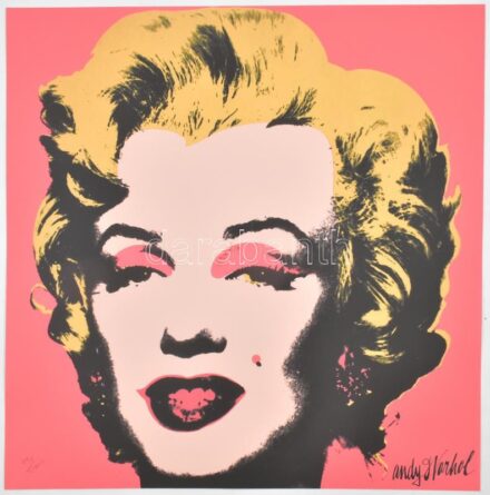 Andy Warhol (1928-1987): Marylin. Ofszet litográfia, papír, jelzett a nyomaton. Kézzel sorszámozott 490/2400 CMOA Carnegie Museum of Art - New York, szárazpecséttel, pecséttel, hologrammal jelzett, szélén ázott, gyűrődéssel 60x60 cm /