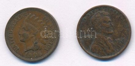 Amerikai Egyesült Államok 1906. 1c Br 'Indián fej' + 1916. 1c Br 'Lincoln' T:2- patina USA 1906. 1 Cent Br 'Indian Head' + 1916. 1 Cent Br 'Lincoln' C:VF patina