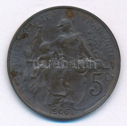 Franciaország 1906. 5c Br T:2,2- France 1906. 5 Centimes Br C:XF,VF Krause KM#842