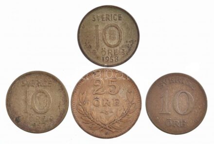 Svédország 1931. 10ö Ag + 1938. 25ö Ag + 1957-1958. 10ö Ag (2xklf) T:2-3 patina Sweden 1931. 10 Öre Ag + 1938. 25 Öre Ag + 1957-1958. 10 Öre Ag (2xdiff) C:XF-F patina