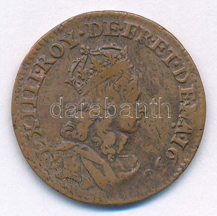 Franciaország 1656C Liard Cu 'XIV. Lajos' T:3 France 1656C Liard Cu 'Louis XIV' C:F Krause KM#192