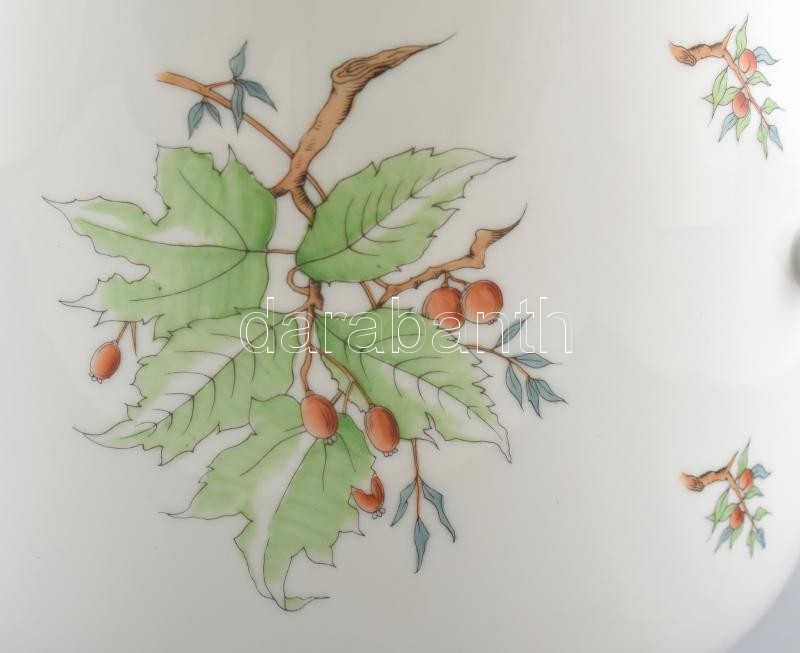 Herendi csipkebogyó mintás óriás porcelán kaspó. Kézzel festett, jelzett, hibátlan. d: 30 cm, m: 20,5 cm - Image 2
