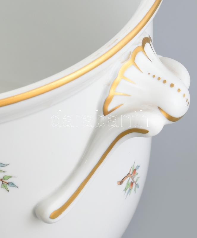 Herendi csipkebogyó mintás óriás porcelán kaspó. Kézzel festett, jelzett, hibátlan. d: 30 cm, m: 20,5 cm - Image 3