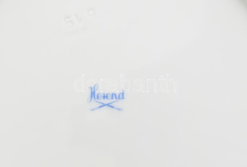 Herendi virág mintás 5 személyes szendvicses készlet. Kézzel festett, jelzett, kopott, egyik tányér repedt. d: 20 cm, 50x17,5 cm - Image 4