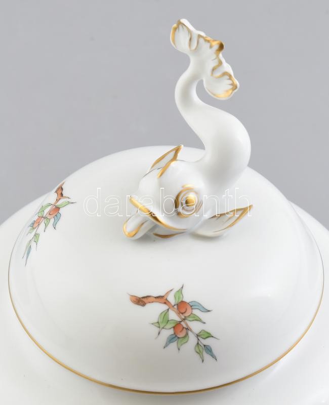 Herendi csipkebogyó mintás óriási figurális bonbonier. Kézzel festett, jelzett, hibátlan. D: 17 cm, m: 22 - Image 2