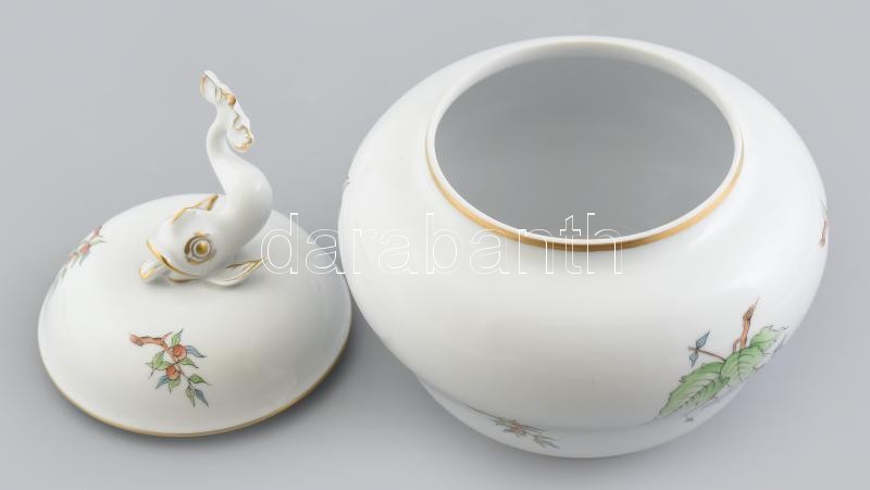 Herendi csipkebogyó mintás óriási figurális bonbonier. Kézzel festett, jelzett, hibátlan. D: 17 cm, m: 22 - Image 3