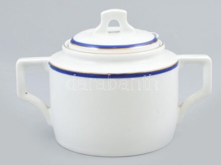 Zsolnay régi cukortartó, jelzett, kopott, m: 12 cm