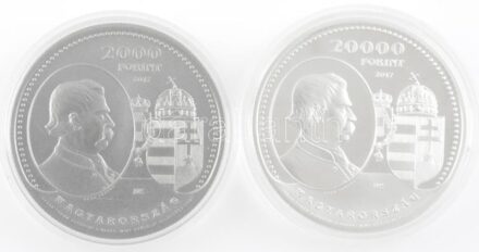 2017. 2000Ft Cu-Ni 'Kiegyezés' kapszulában + 20.000Ft Ag 'Kiegyezés' kapszulában, tanúsítvánnyal, tájékoztatóval T:BU,PP Adamo EM339,EM340