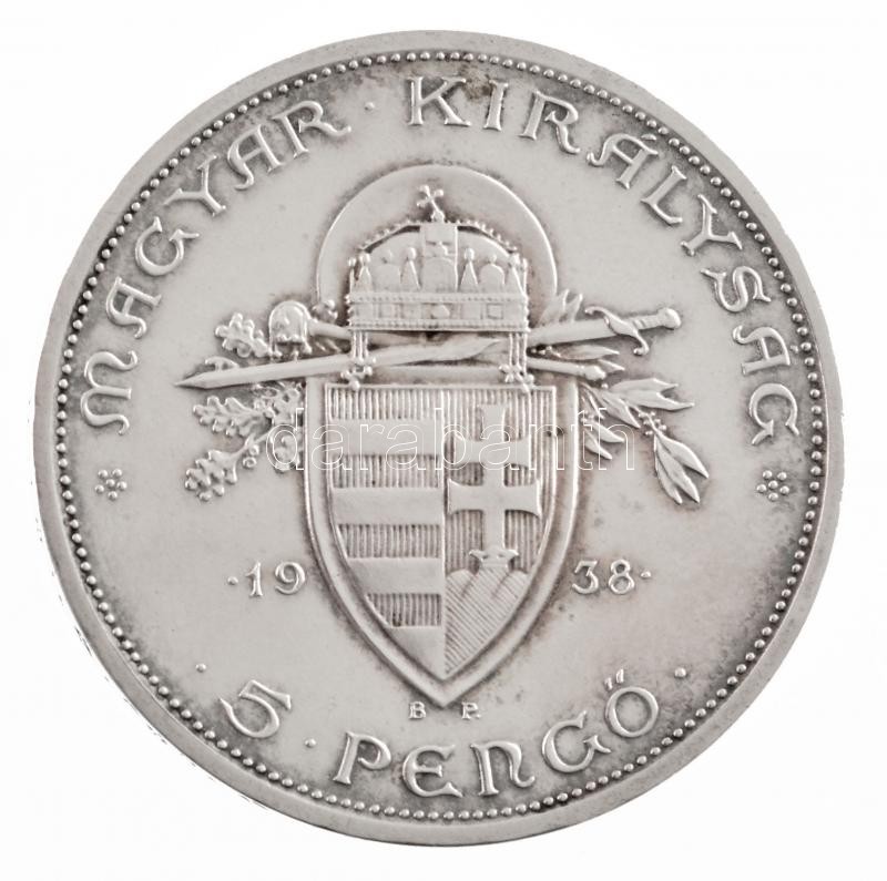 1938. 5P Ag 'Szent István' T:1-,2 patina, karc Adamo P8.1
