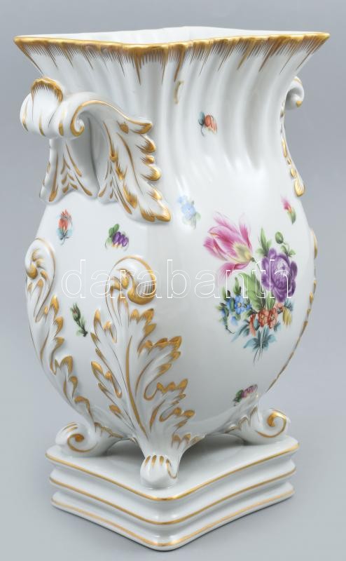 Herendi virágmintás barokkos váza, másik oldalán: Szegedi dóm , kézzel festett, jelzett, hibátlan, m: 27 cm - Image 2