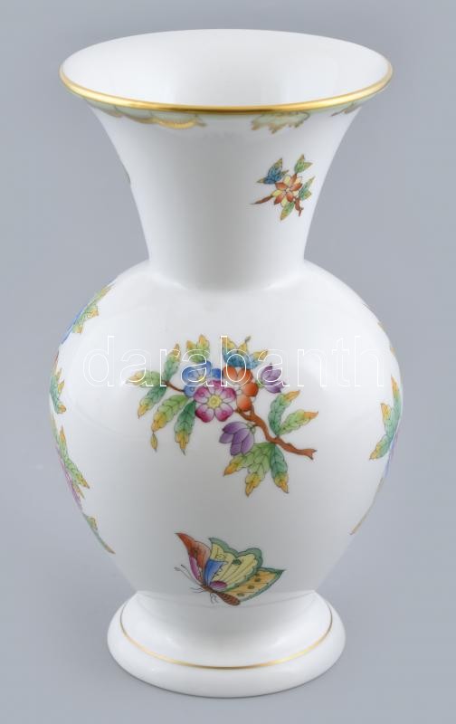 Herendi Viktória mintás váza. Kézzel festett, jelzett, hibátlan . m: 20,5 cm