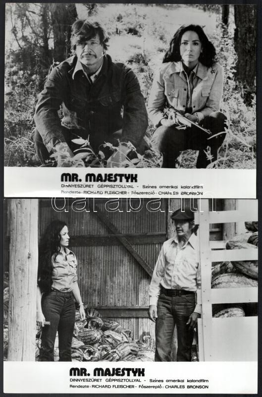 1974 ,,Mr. Majestyk - dinnyeszüret géppisztollyal' című amerikai film jelenetei és szereplői (köztük Charles Bronson), 13 db vintage produkciós filmfotó, ezüst zselatinos fotópapíron, 18x24 cm