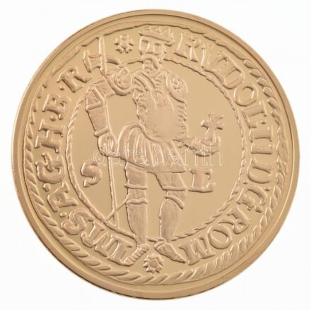DN 'A legértékesebb magyar érmék - Rudolf aranydukátjának replikája' aranyozott Cu emlékérem, 'COPY' jelzéssel, tanúsítvánnyal (40mm) T:PP