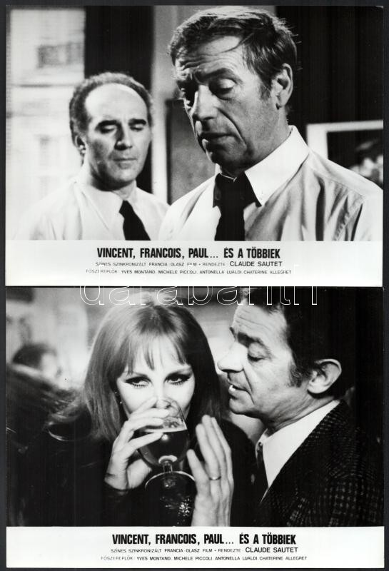 1974 ,,Vincent, Francois, Paul és a többiek' című francia - olasz film jelenetei és szereplői (köztük Yves Montand, Michele Piccoli, Antonella Lualdi, Chaterine Allegret), 13 db vintage produkciós filmfotó, ezüst zselatinos - Image 2