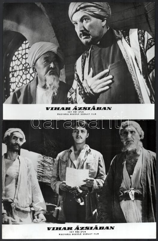 cca 1966 ,,Vihar Ázsiában' című szovjet film jelenetei és szereplői, 13 db vintage produkciós filmfotó, ezüst zselatinos fotópapíron, 18x24 cm - Image 3