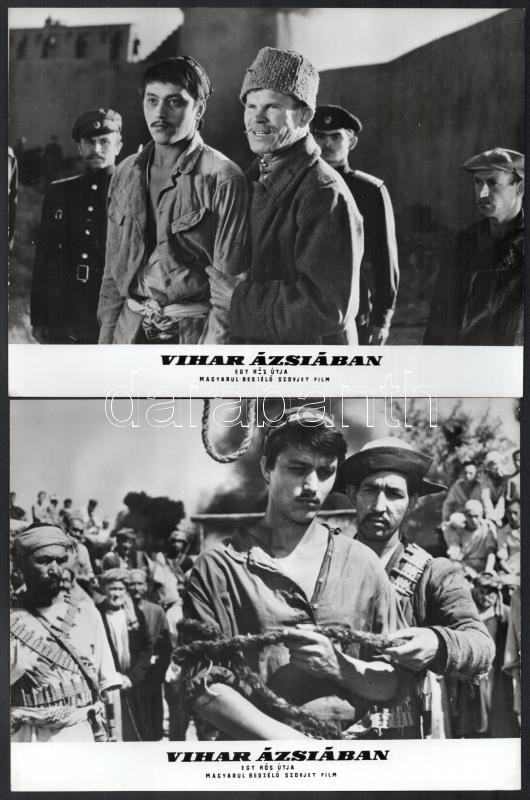 cca 1966 ,,Vihar Ázsiában' című szovjet film jelenetei és szereplői, 13 db vintage produkciós filmfotó, ezüst zselatinos fotópapíron, 18x24 cm - Image 4