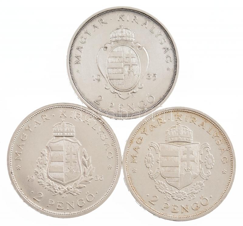 1935. 2P Ag 'Pázmány' + 1935. 2P Ag 'Rákóczi' + 1936. 2P Ag 'Liszt Ferenc' 'Pázmány-sor' T:1-,2 patina, kis ph, kis karc Adamo P7.1, P7.2, P7.3