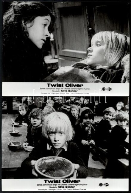 cca 1974 ,,Twist Oliver' című angol film jelenetei és szereplői, 6 db vintage produkciós filmfotó, ezüst zselatinos fotópapíron, 18x24 cm