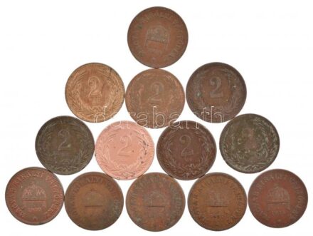 1894-1915. 2f Br 'Magyar Királyi Váltópénz' (13xklf) T:2,2- patina, karc, ph Adamo K2