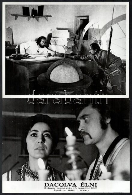 1972 ,,Dacolva élni' című jugoszláv film jelenetei és szereplői, 13 db vintage produkciós filmfotó, ezüst zselatinos fotópapíron, 18x24 cm