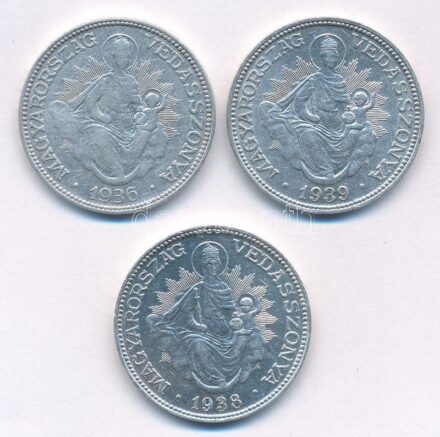1936. 2P Ag 'Madonna' + 1938. 2P Ag 'Madonna' + 1939. 2P Ag 'Madonna' T:2,2- patina, karc Adamo P7