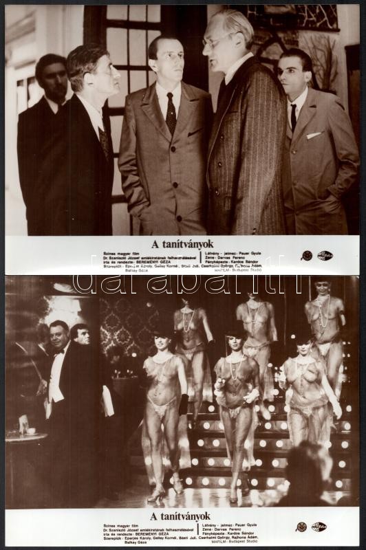 1985 ,,A tanítványok' című magyar film jelenetei és szereplői (köztük Eperjes Károly, Cserhalmi György, Básti Juli), 10 db vintage produkciós filmfotó, ezüst zselatinos fotópapíron, barna tónusban, 18x24 cm - Image 4