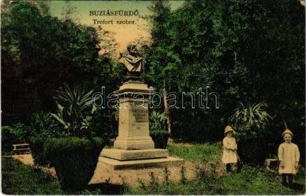 Buziásfürdő, Baile Buzias; Trefort Ágoston szobor. Francz József kiadása / statue (Rb)