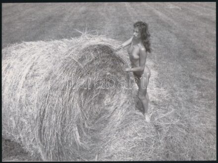 cca 1989 Ezt a bálát hová tegyem? Menesdorfer Lajos (1941-2005) budapesti fotóművész hagyatékából jelzés nélküli akt fotó, 18x24 cm