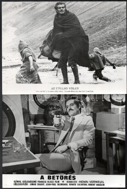 Omar Sharif színész különböző filmekben, 3 db vintage produkciós filmfotó, ezüst zselatinos fotópapíron, 18x24 cm