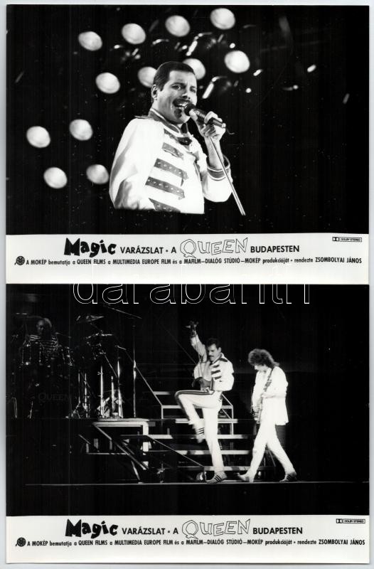 1986 Freddie Mercury a Magic varázslat című magyar koncertfilm három jelenetében 3 db vintage produkciós filmfotó, ezüst zselatinos fotópapíron, 18x24 cm