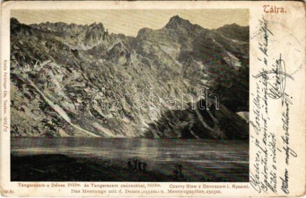 1908 Tátra, Magas-Tátra, Vysoké Tatry; Tengerszem a Dénes és Tengerszem csúcsokkal. Kiadja Feitzinger Ede No. 291. 1902/12. / Das Meerauge mit Denes u. Meeraugspitze / Czarny Staw z Deneszem i. Rysami / Rysy, Niznie Rysy / lake, mountain