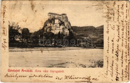 1908 Árvaváralja, Oravsky Podzámok; Árva vára nyugatról, híd. Schein Ármin kiadása / Oravsky zámok / Burg Orava / castle, bridge (EB)