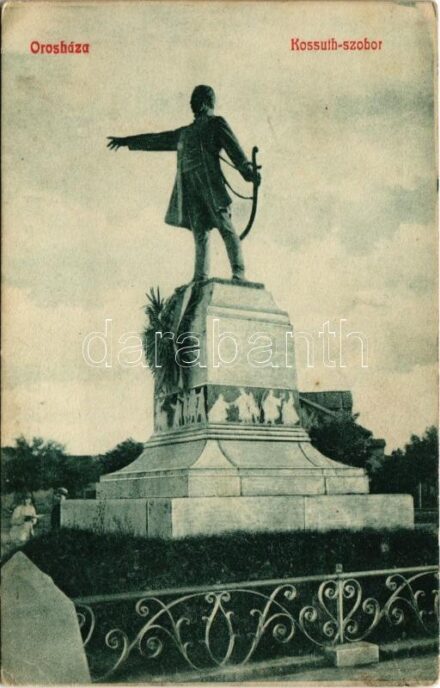 1910 Orosháza, Kossuth szobor. G. Szabó Juliska kiadása (EK)