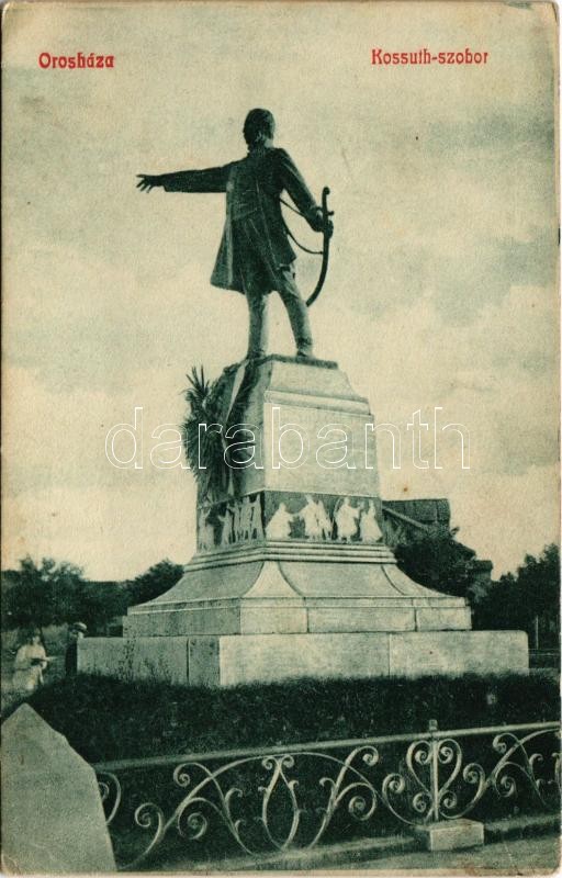 1910 Orosháza, Kossuth szobor. G. Szabó Juliska kiadása (EK)