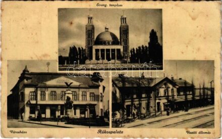 Budapest XV. Rákospalota, Evangélikus templom, Városháza, vasútállomás (fl)