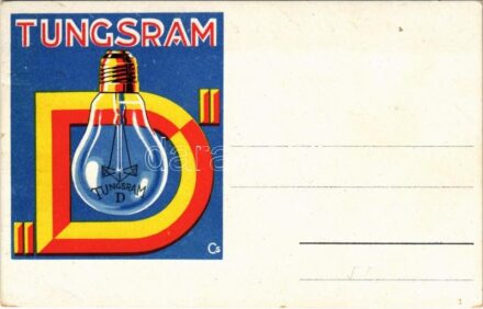 1930 Tungsram 'D' villanykörte reklám képeslap / light bulb advertisment postcard s: Csemiczky Tihamér (EK)