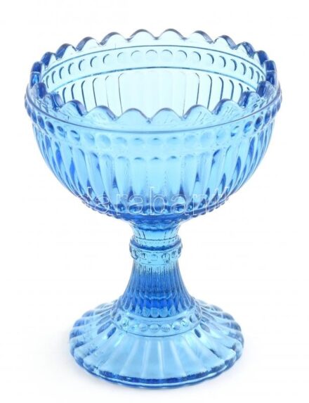 Marimekko jelzett kék üveg kínáló. Öntött üveg m: 12 cm