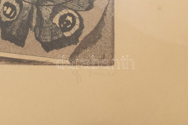 ifj. Imre István (1950-): Célkeresztben (cím nélkül). Rézkarc, papír, jelzett. Üvegezett fakeretben. 19,5x14,5 cm - Image 2