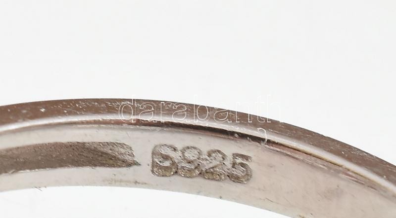 Ezüst(Ag) lila köves fülbevalópár, gyűrűvel és függővel, jelzett, bruttó: 8,7 g - Image 2